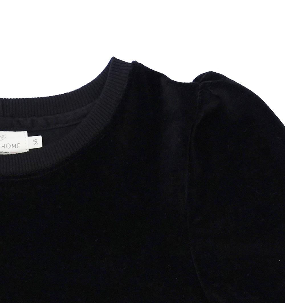 Le sweat à manches longues froncées femme Velours noir personnalisable (36, Velours noir) - Photo 3