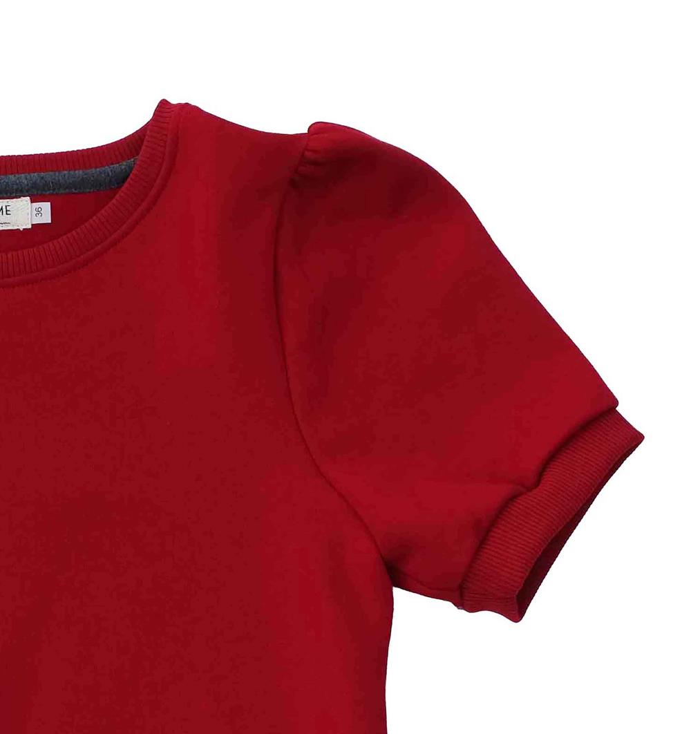 Le sweat à manches courtes froncées Summer femme personnalisable (36, Rouge piment, Pas d&#39;étiquette de personnalisation) - Photo 2