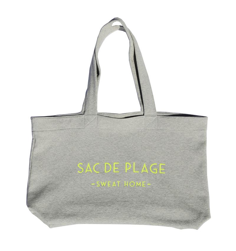 Sac de plage en sweat personnalisable (U, Gris clair chiné) - Photo 2