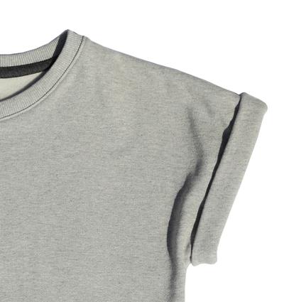 Le sweat à manches courtes avec revers femme personnalisable (36, Gris clair chiné) - Photo 2