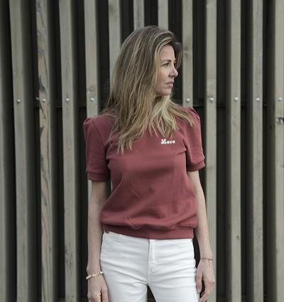 Le sweat à manches courtes froncées femme personnalisable (36, Rouge tendre) - Photo 4