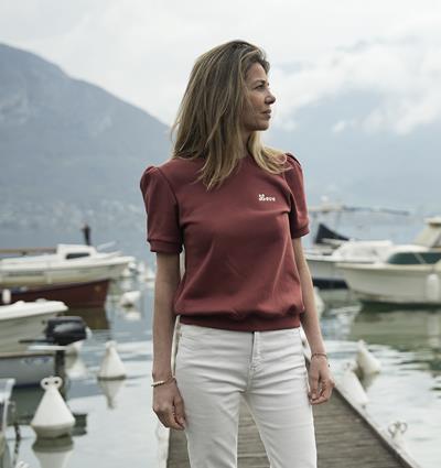 Le sweat à manches courtes froncées femme personnalisable (36, Rouge tendre) - Photo 7
