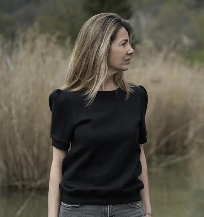 Le sweat à manches courtes froncées femme personnalisable (36, Noir) - Photo 7