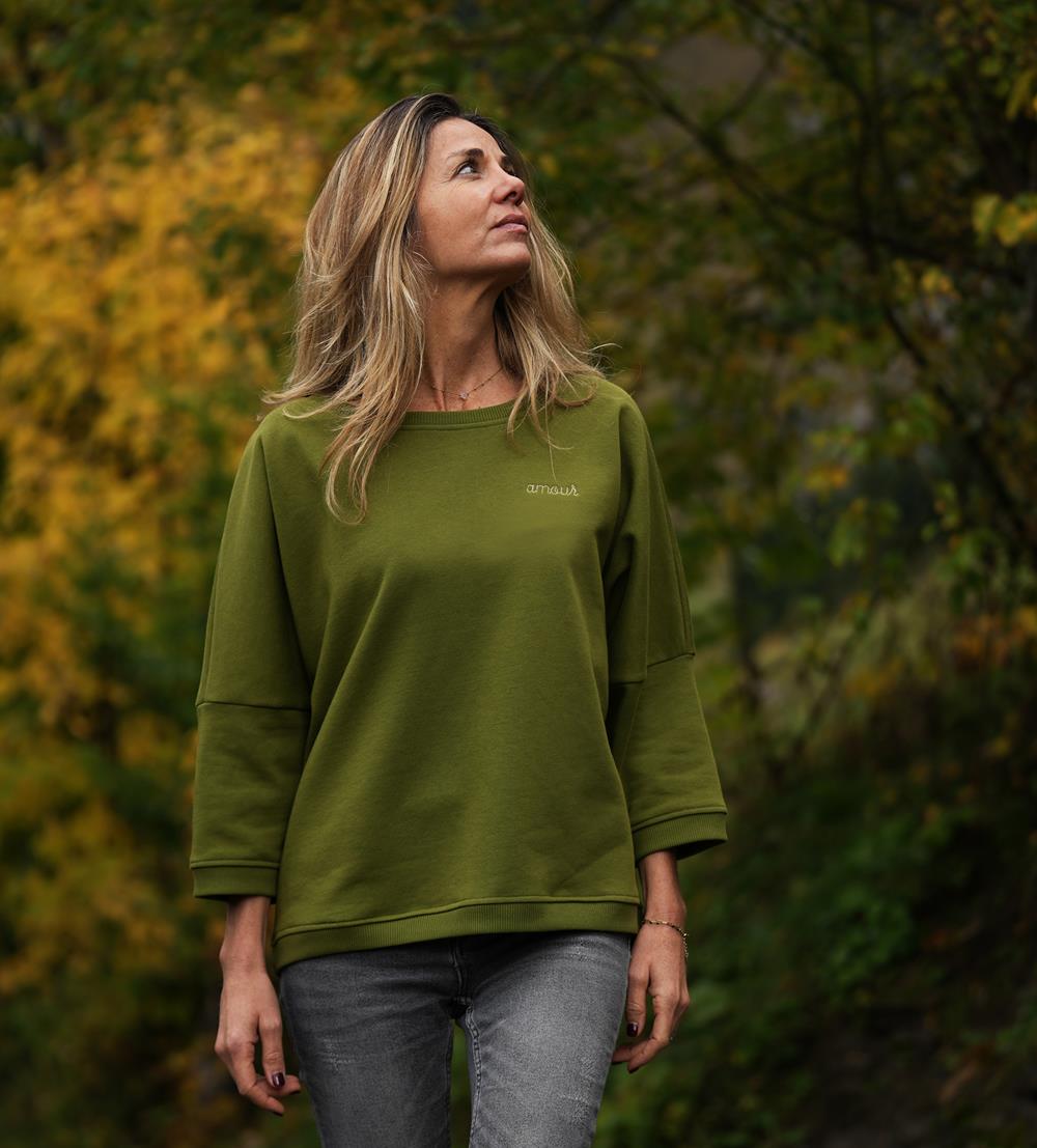 ÉPUISÉ - Le sweat loose femme Winter personnalisable (U, Vert mousse) - Photo 5
