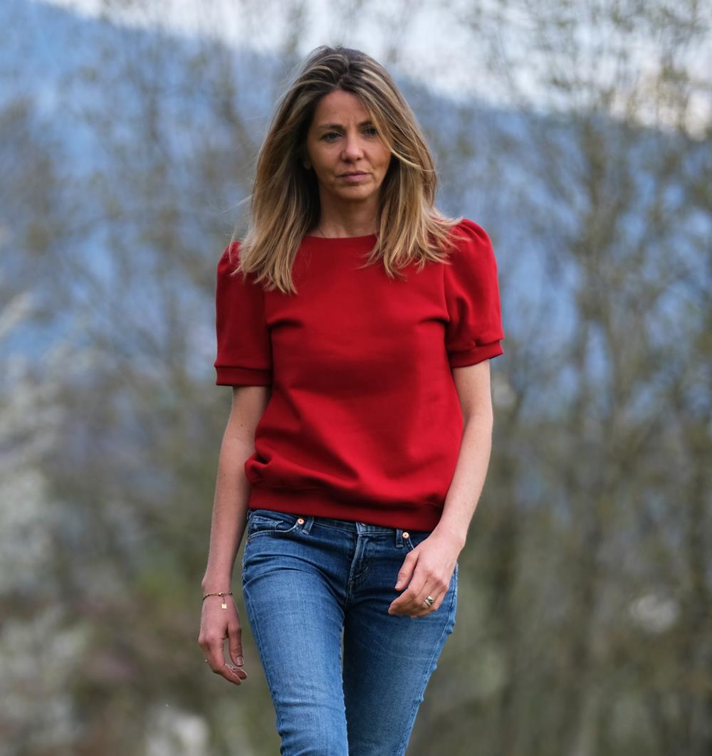 Le sweat à manches courtes froncées Summer femme personnalisable (36, Rouge piment, Pas d&#39;étiquette de personnalisation) - Photo 3