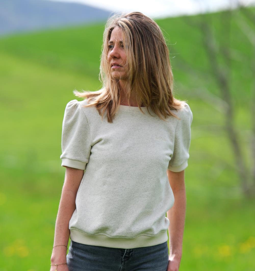 Le sweat à manches courtes froncées Summer femme personnalisable (36, Chanvre écru, Pas d'étiquette de personnalisation) - Photo 4