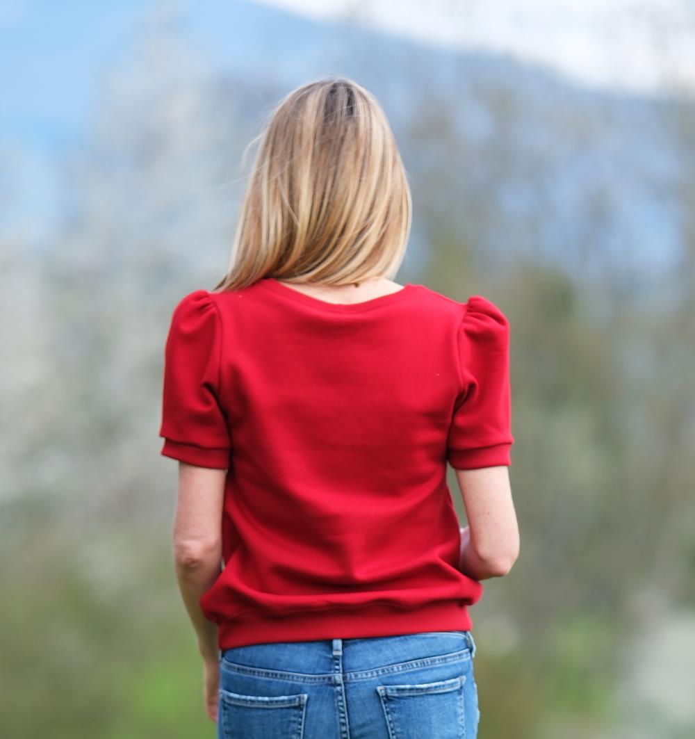 Le sweat à manches courtes froncées Summer femme personnalisable (36, Rouge piment, Pas d&#39;étiquette de personnalisation) - Photo 7
