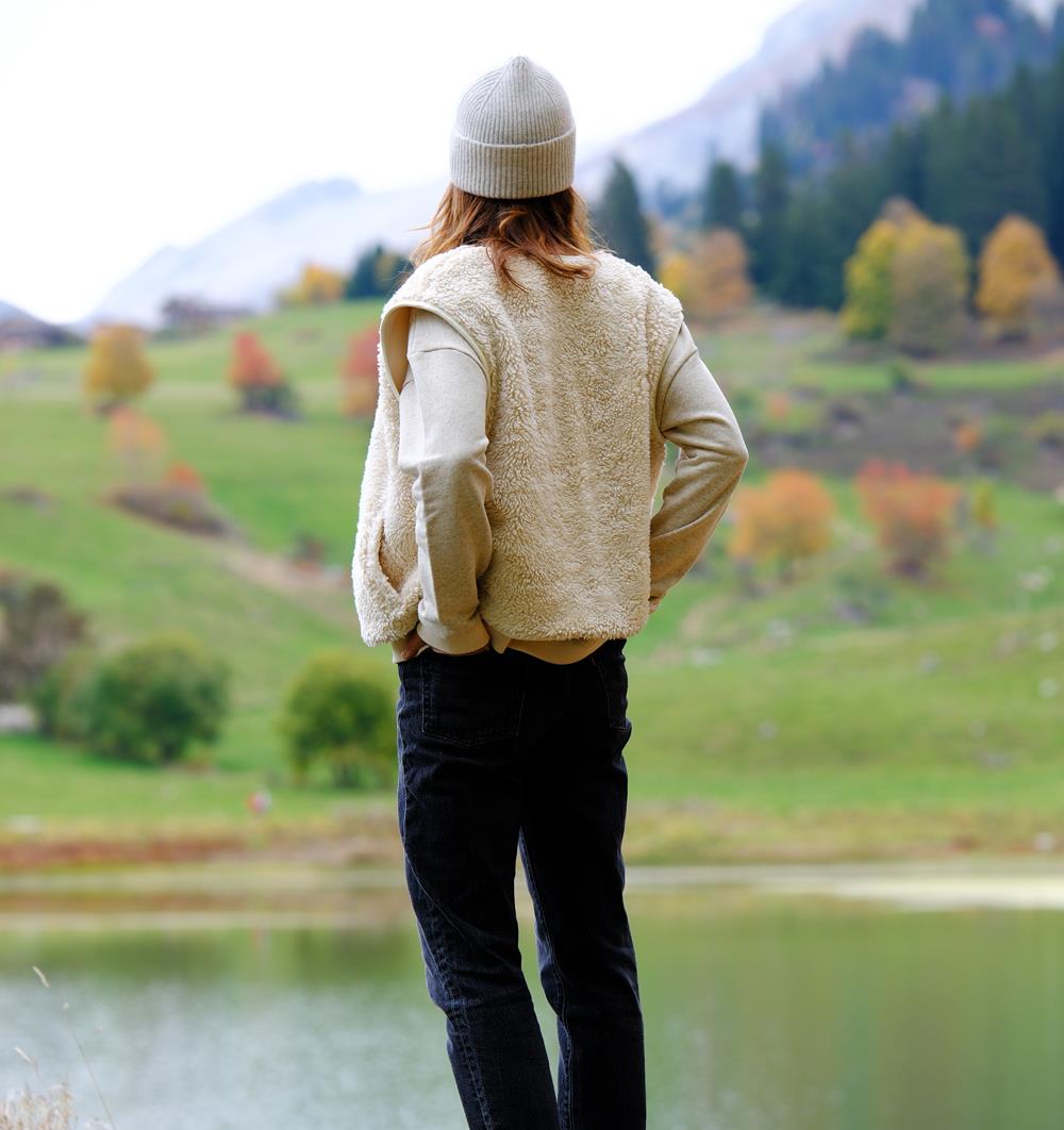 Le Gilet Sherpa femme Réversible personnalisable (36, Écru) - Photo 12