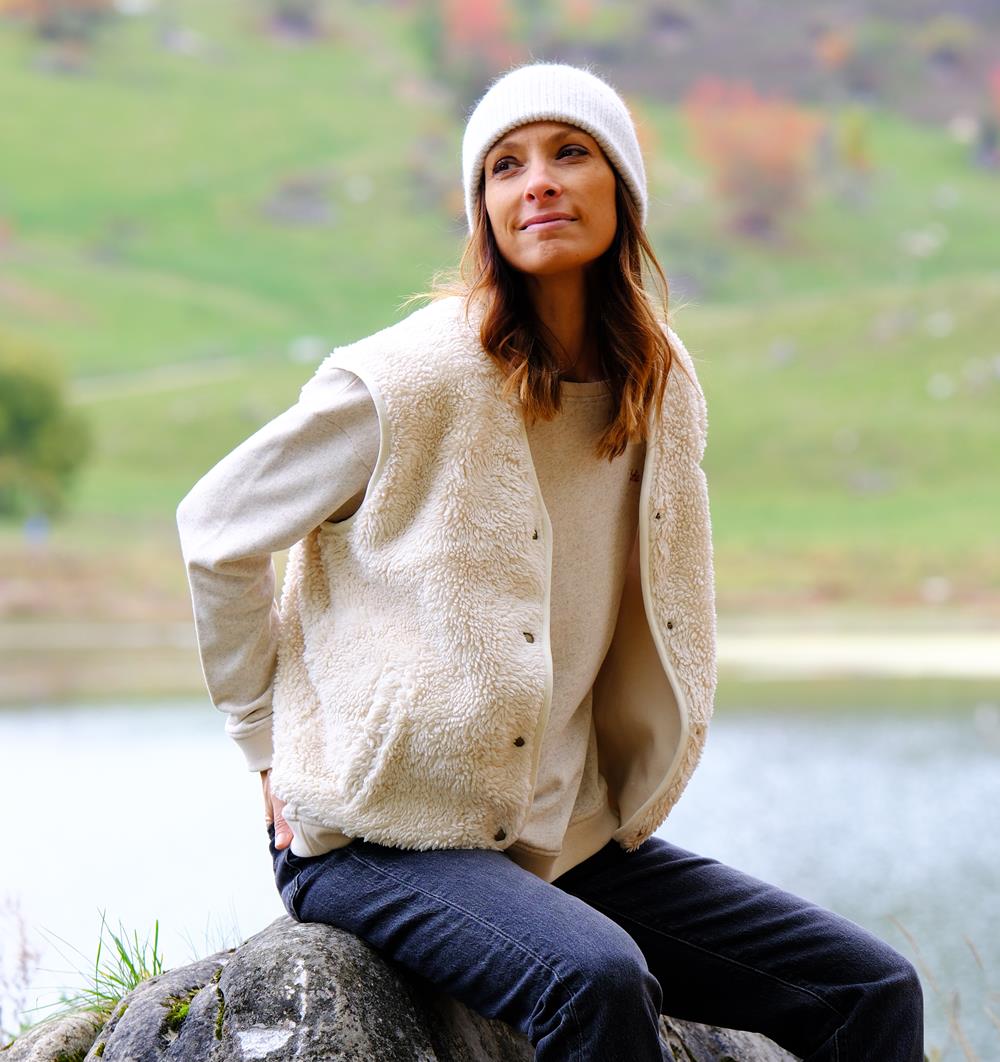Le Gilet Sherpa femme Réversible personnalisable (36, Écru) - Photo 5