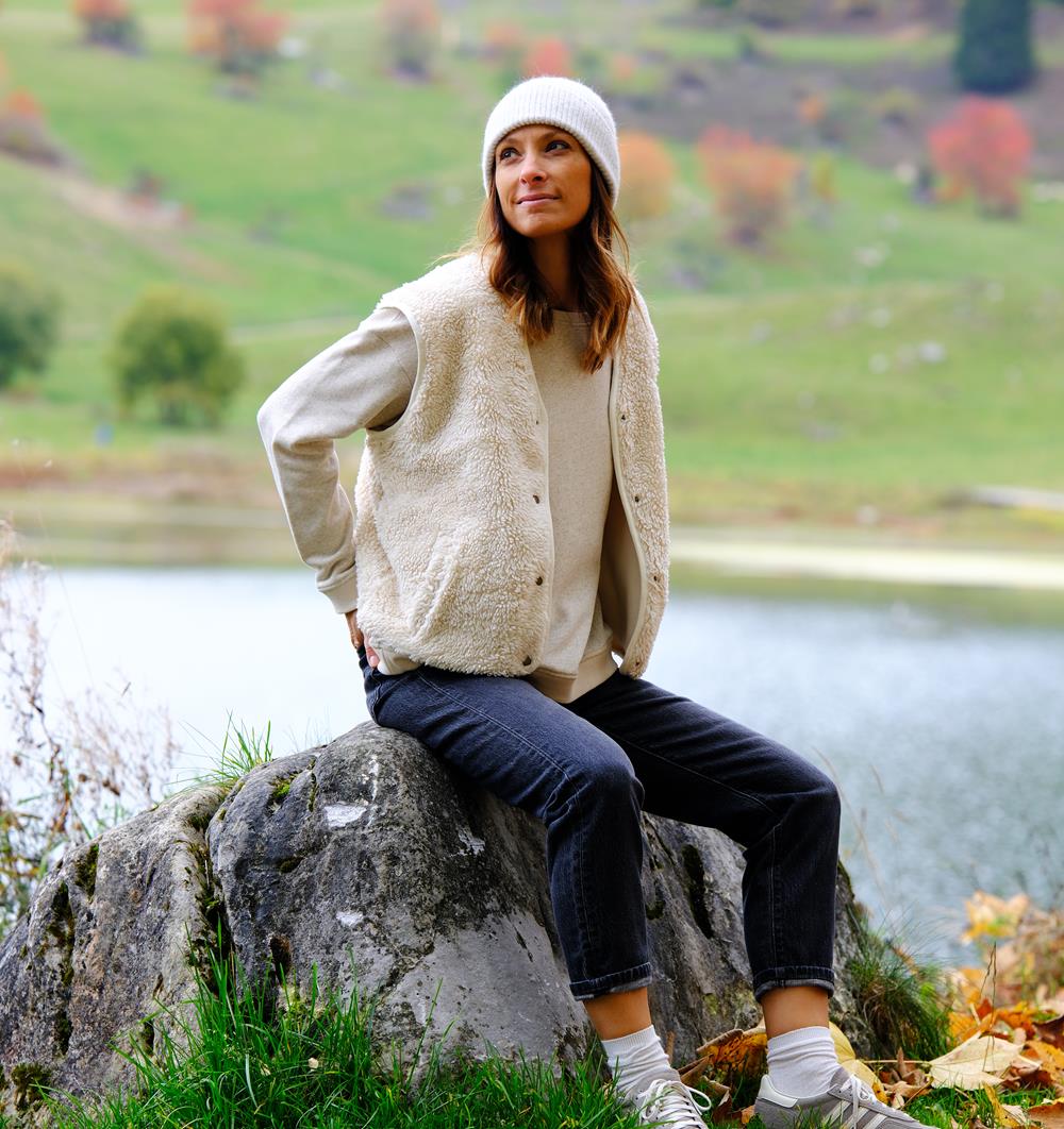 Le Gilet Sherpa femme Réversible personnalisable (36, Écru) - Photo 6