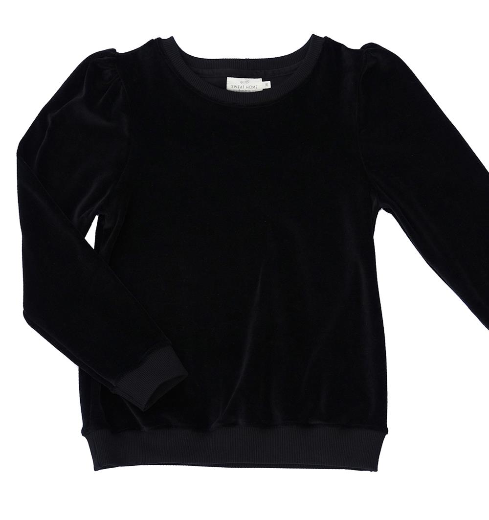 Le sweat à manches longues froncées femme Velours noir personnalisable (36, Velours noir) - Photo 1