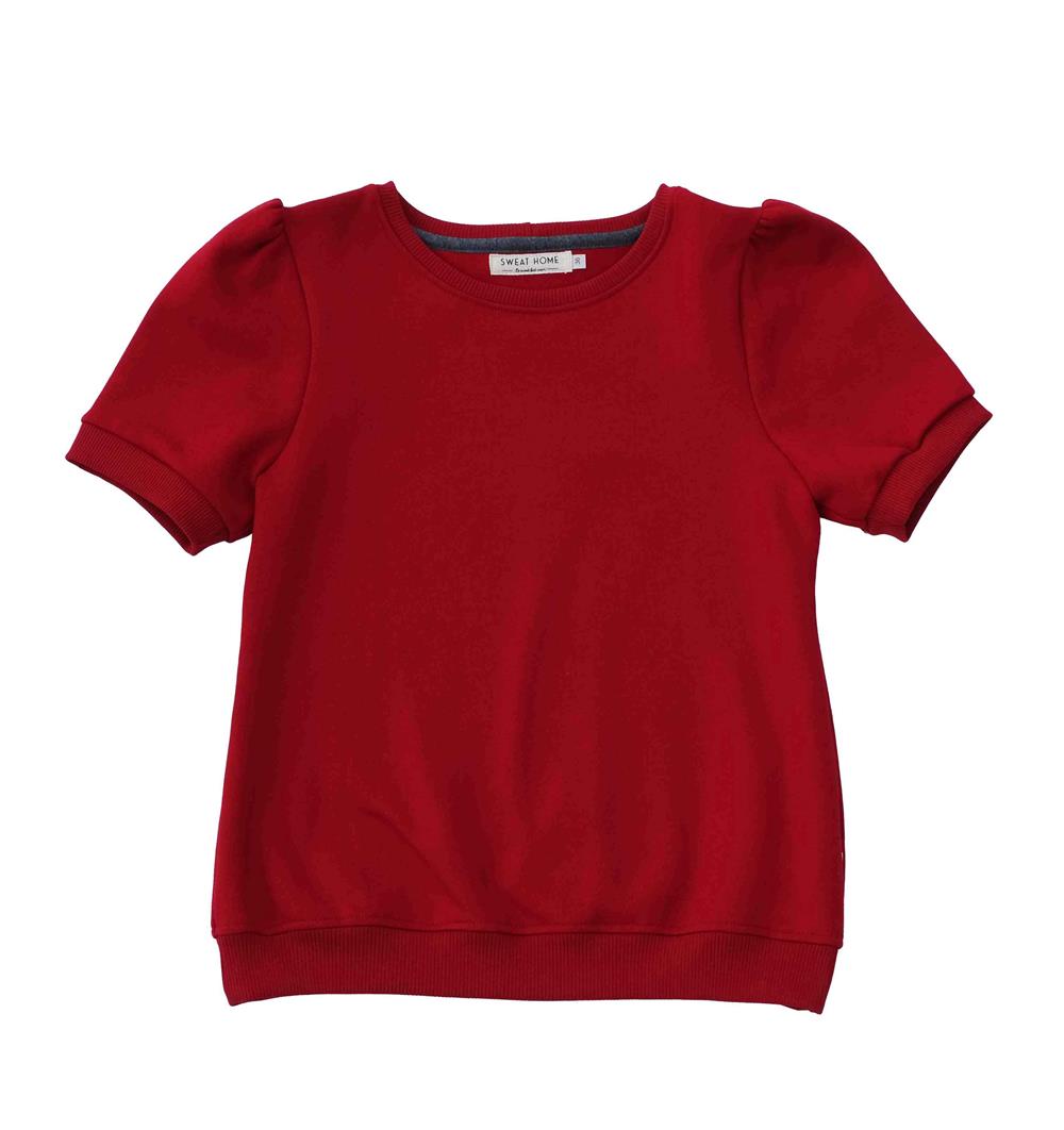 Le sweat à manches courtes froncées Summer femme personnalisable (36, Rouge piment, Pas d&#39;étiquette de personnalisation) - Photo 1