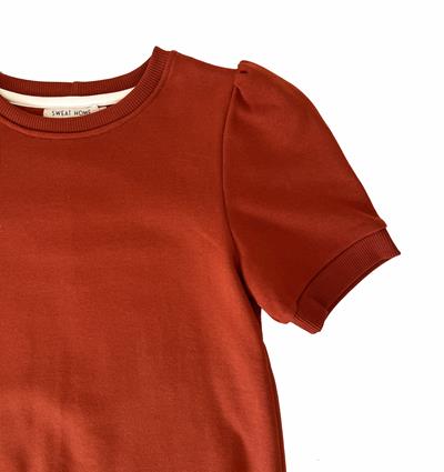 Sweat à manches courtes froncées femme Rouille T.36 - Photo 3