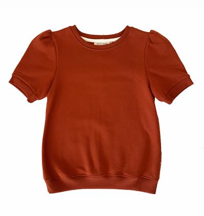 Sweat à manches courtes froncées femme Rouille T.36 - Photo 2