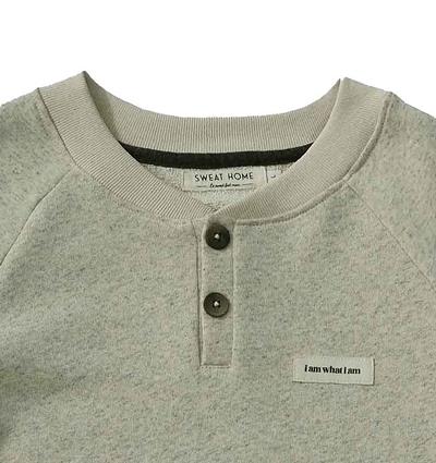 Sweat col rond homme coloris Chanvre écru avec boutons T.L &#39;Étiq. I am what I am&#39; - Photo 4