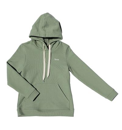 Sweat capuche femme coloris Vert verveine Love - Photo 2