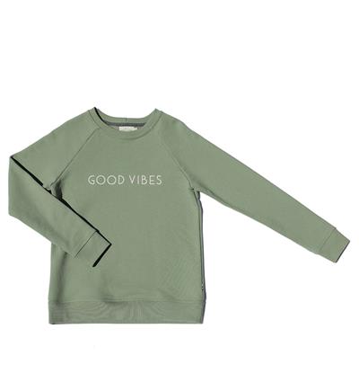 Sweat col rond homme coloris Vert verveine Good vibes - Photo 2