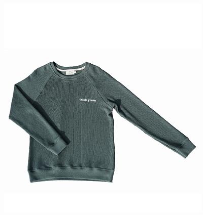 Sweat col rond homme coloris Knit Vert sauge Think green - Photo 2