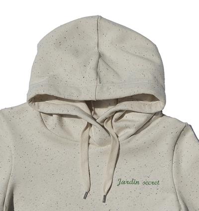 Sweat capuche femme coloris écru moucheté - Photo 3