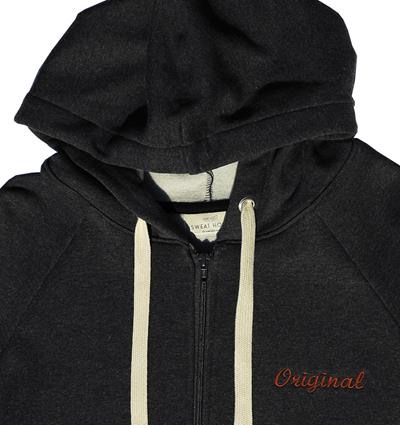 Sweat capuche zippé homme coloris Noir chiné Original - Photo 3