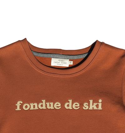 Sweat col rond femme coloris rouille Fondue de ski T.38 - Photo 3