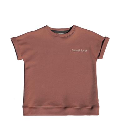 Sweat manches courtes avec revers ado coloris Bois de rose Sunset lover - Photo 3