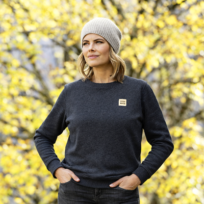 Sweat col rond Wide femme coloris Noir chiné 'Étiquette Good Mood' T.38 - Photo 5