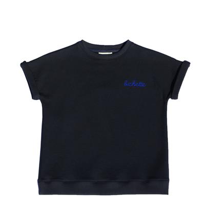 Sweat manches courtes avec revers ado coloris Marine Bichette - Photo 3