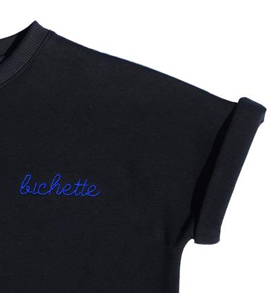 Sweat manches courtes avec revers ado coloris Marine Bichette - Photo 2