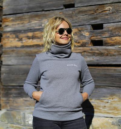 Sweat col montant femme coloris Gris foncé chiné Paradis blanc - Photo 2