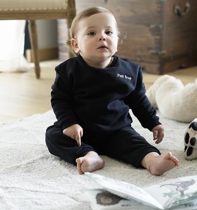 Ensemble en sweat baby coloris Marine "Petit loup" T.24m - Photo 3