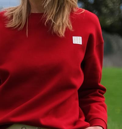 Sweat col rond Wide femme coloris Rouge piment &#39;Étiq. coeurs dorés&#39; T.38 - Photo 2