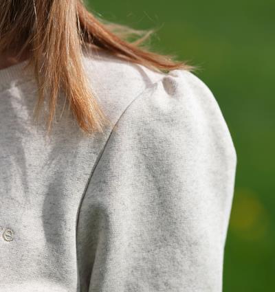 Sweat à manches courtes froncées femme Chanvre écru Love T.36 - Photo 5