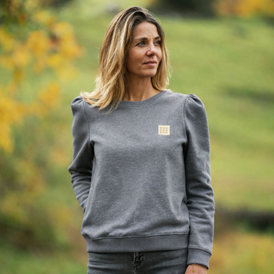 Sweat à manches longues froncées femme Gris foncé chiné Coeurs dorés T.38 - Photo 5