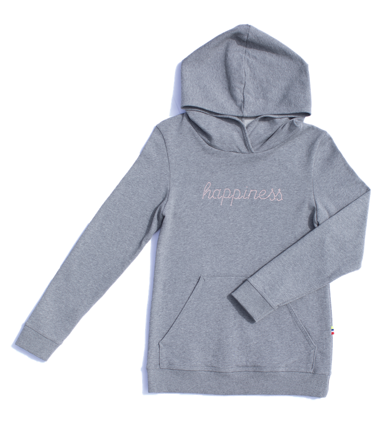 Sweat capuche zippé femme coloris Gris clair chiné Good vibes - Sweat Home