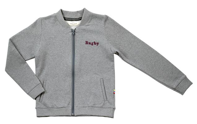 Sweat zipp&#233; ado coloris Gris fonc&#233; chin&#233; Rugby T.12A