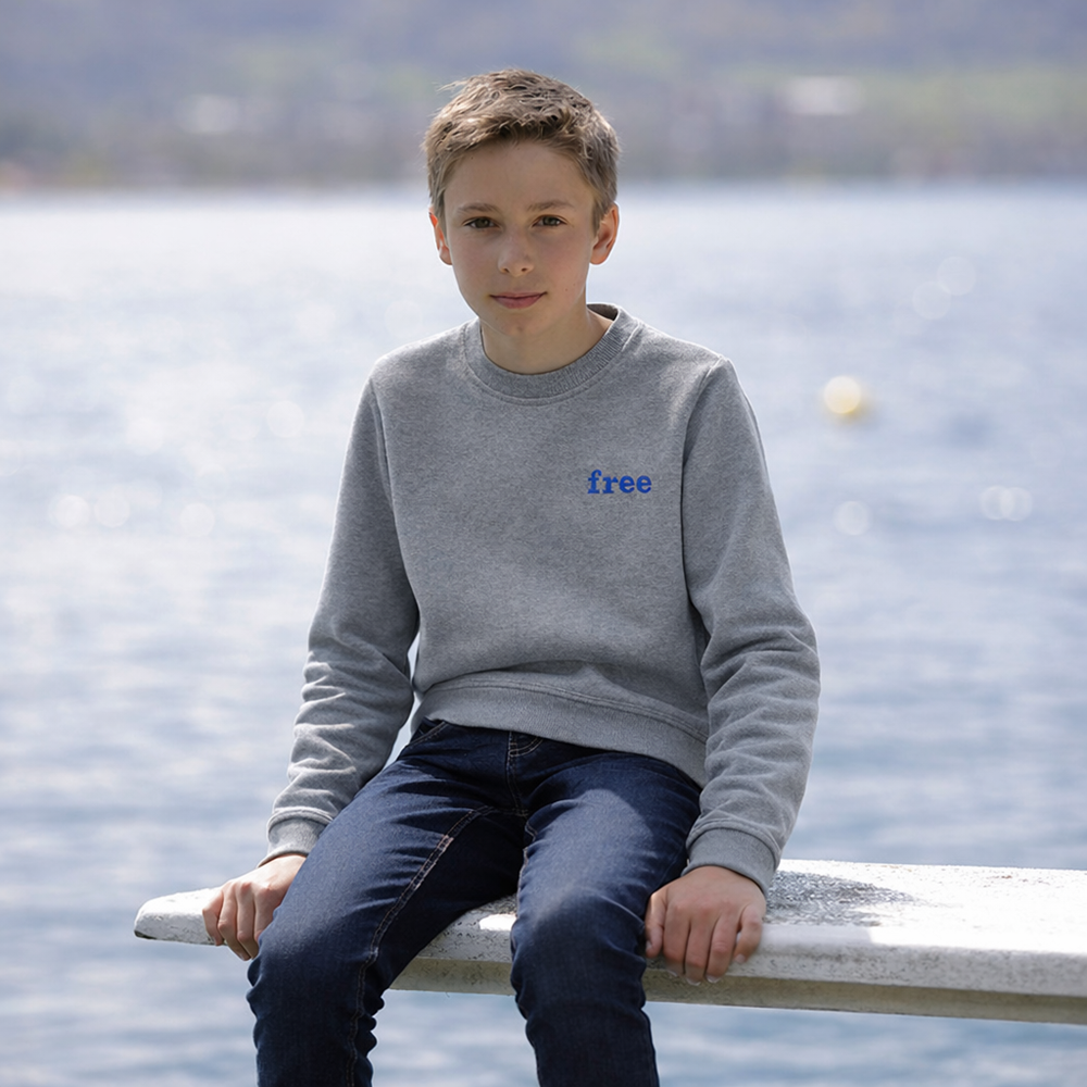 Sweat col rond ado coloris Gris foncé chiné Free T.12A