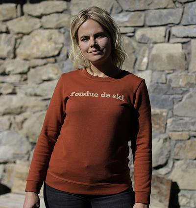 Sweat col rond femme coloris rouille Fondue de ski T.38