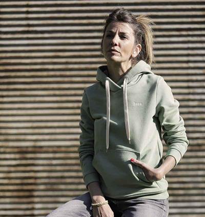 Sweat capuche femme coloris Vert verveine Love - Photo 1