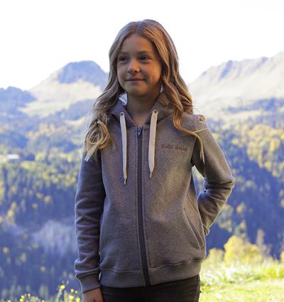 Sweat capuche zipp&#233; ado coloris Gris fonc&#233; chin&#233; Folie douce