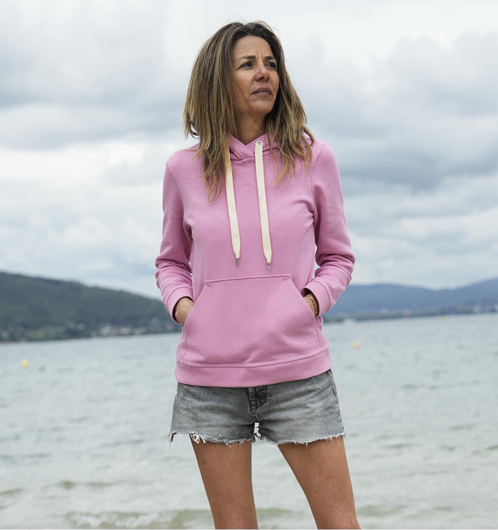 Sweat capuche femme coloris Rose bonbon T.38