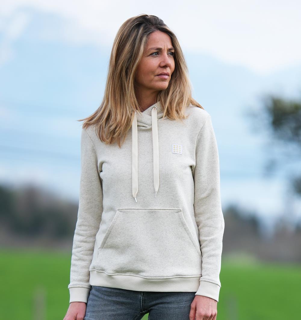 Sweat capuche femme Chanvre &#233;cru &#39;&#201;tiq Petits coeurs dor&#233;s&#39; T.38