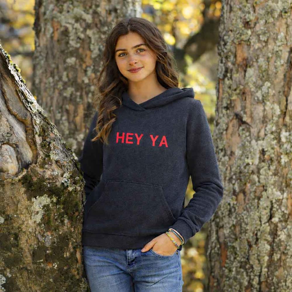 Sweat capuche ado coloris Noir chiné Hey ya T.14A