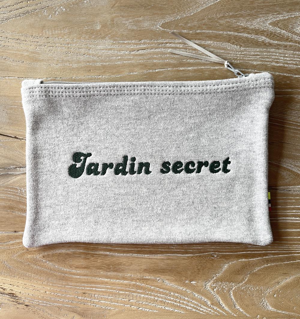 Pochette en sweat petit mod&#232;le en stock Jardin secret coloris Gris clair chin&#233;