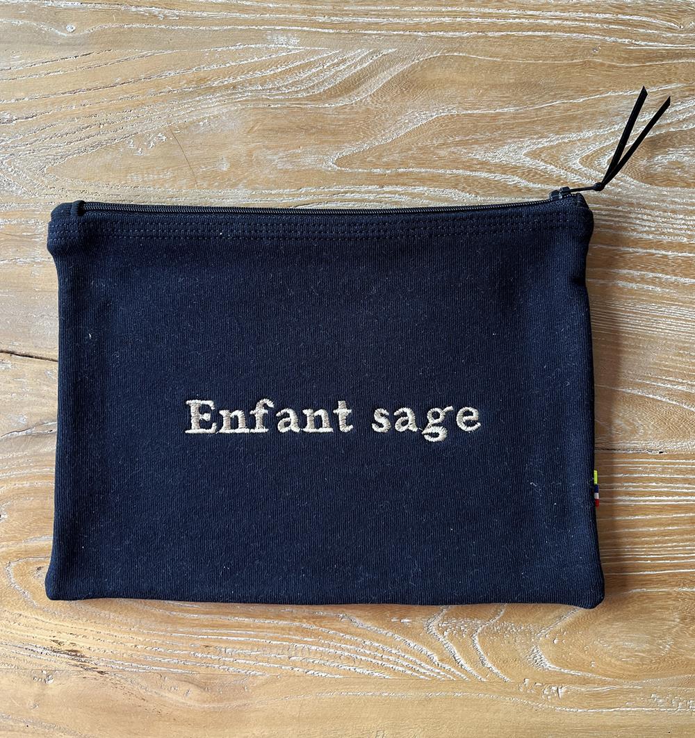 Pochette en sweat grand mod&#232;le en stock Enfant sage coloris Marine