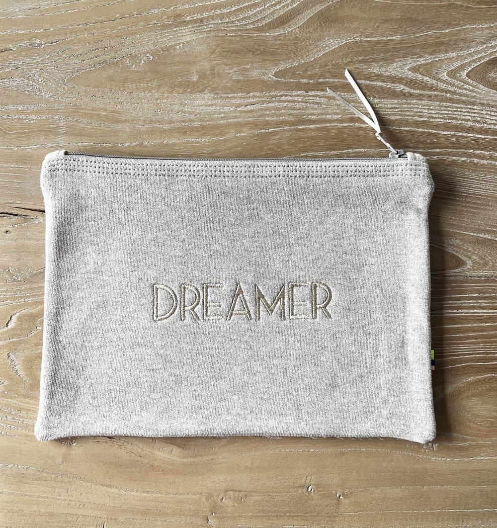 Pochette en sweat grand mod&#232;le en stock Dreamer coloris Gris clair chin&#233;
