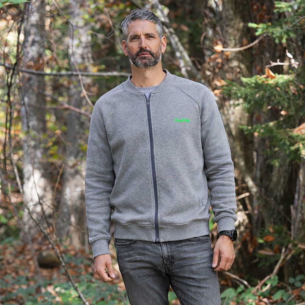 Sweat zippé homme coloris Gris foncé chiné Friday T.L