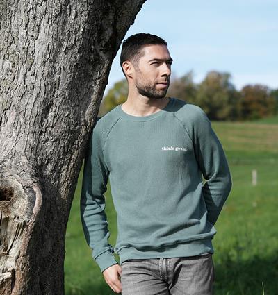 Sweat col rond homme coloris Knit Vert sauge Think green