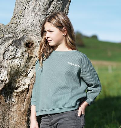 Sweat Loose ado coloris Knit vert sauge Think green
