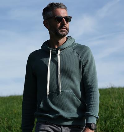Sweat capuche homme coloris Knit vert sauge